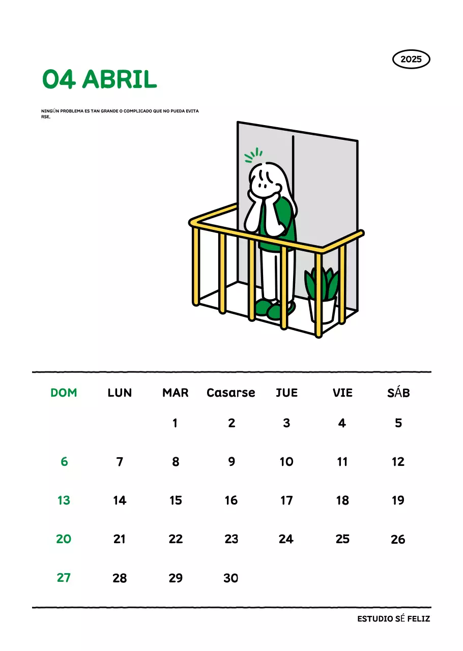 Calendario ilustrado con un bonito estilo de líneas