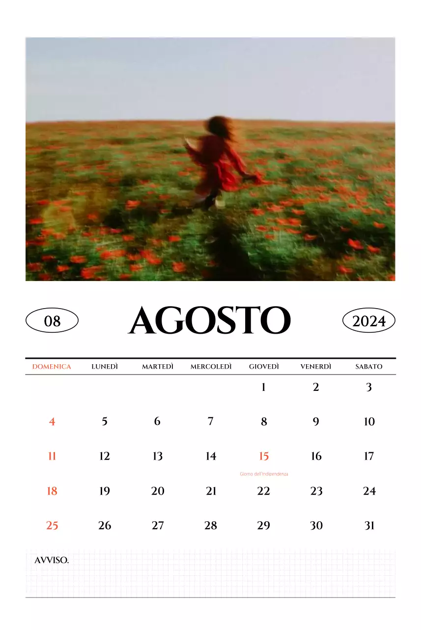 Calendario da parete in stile semplice con concetto di fotografia di viaggio emozionale in bianco e nero