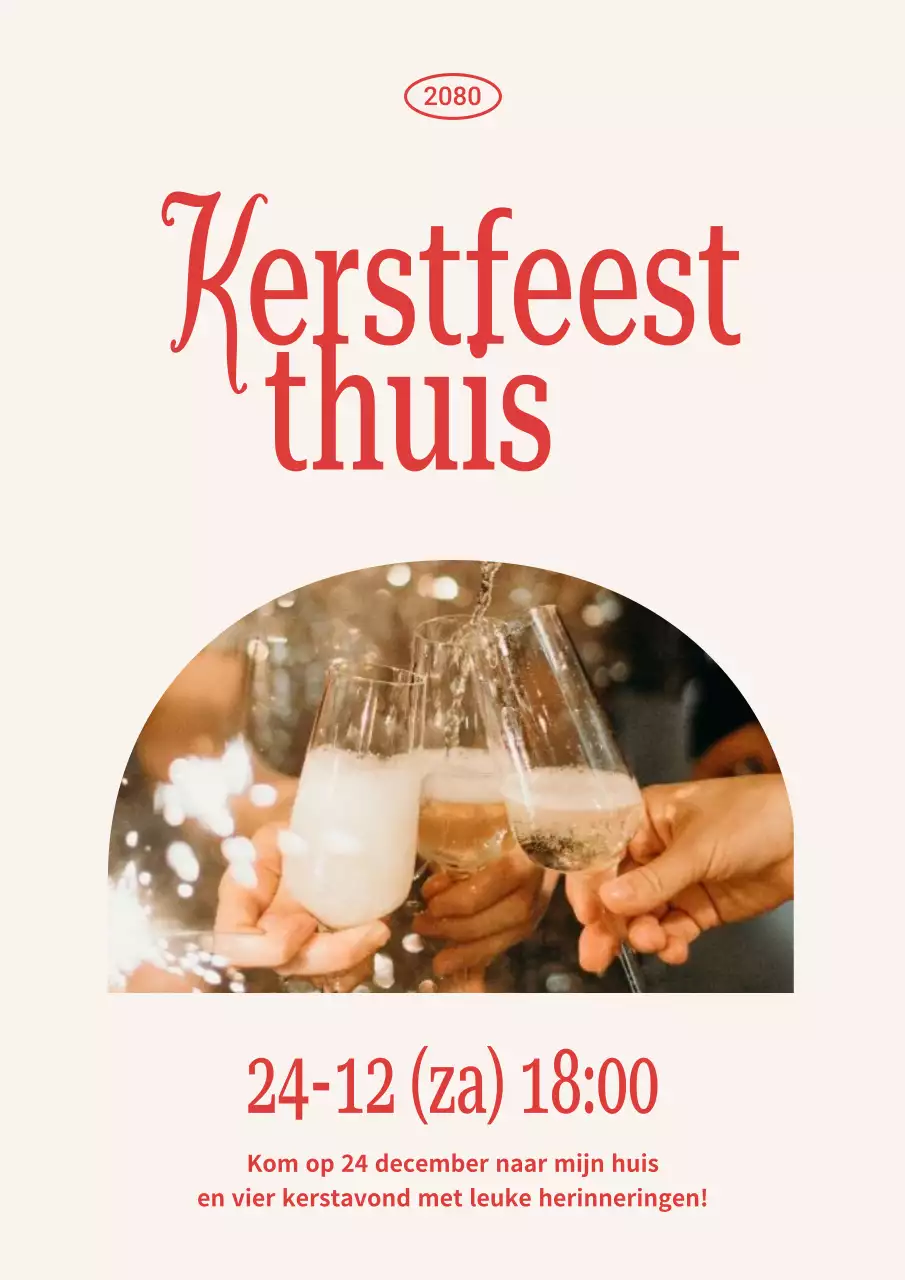 Beige Vintage Kerstuitnodiging