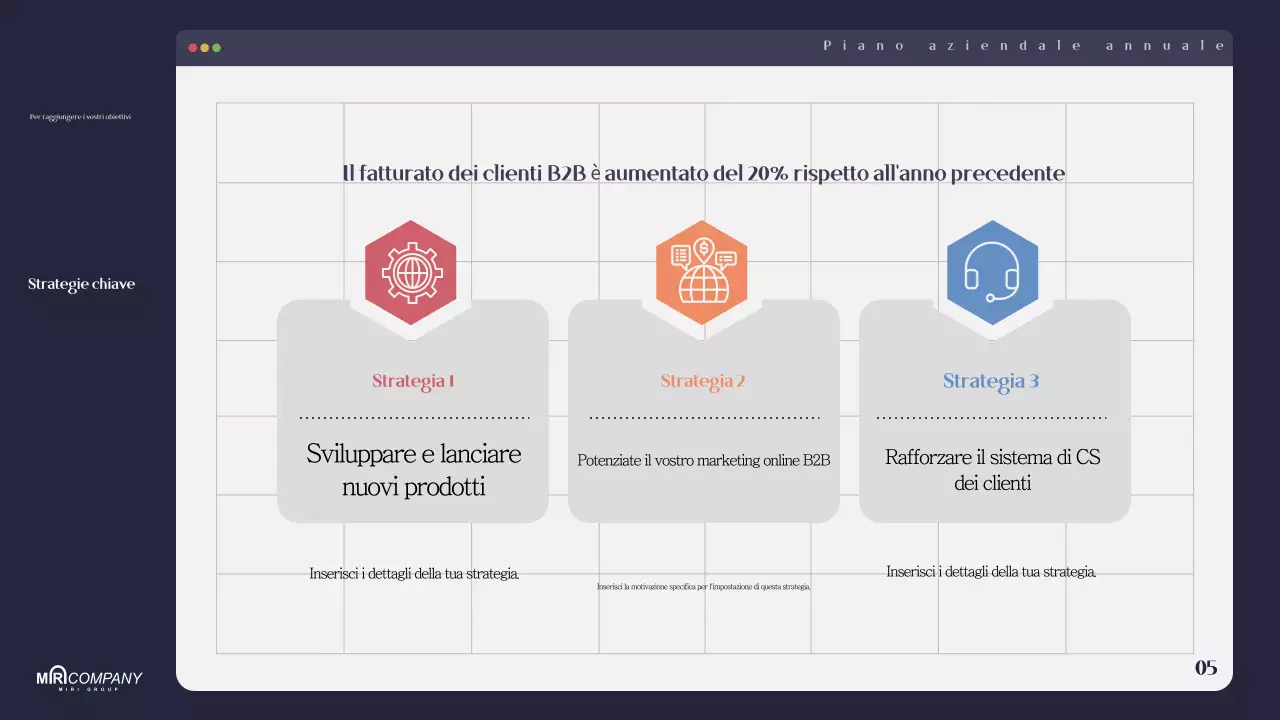 Pianificazione di un moderno business plan blu navy