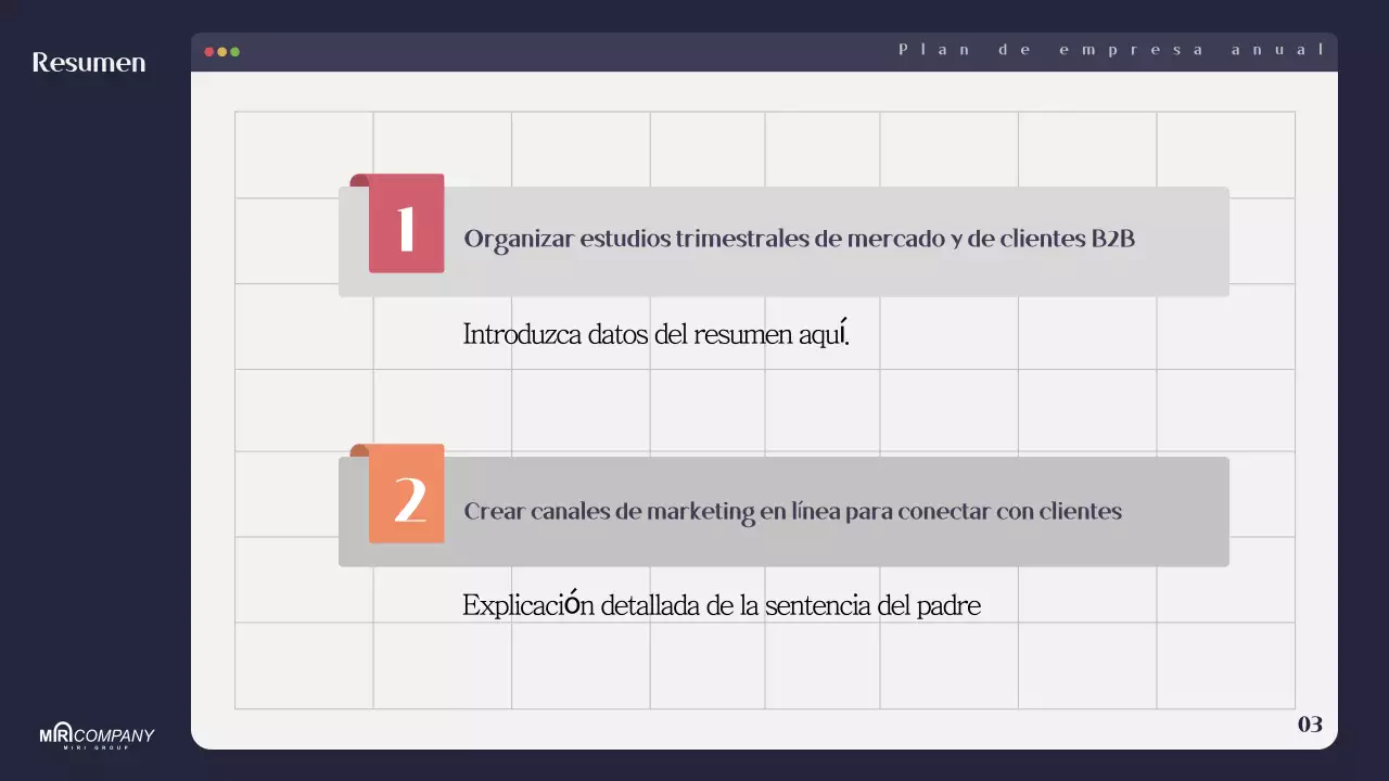 Planificar un plan de negocios moderno en azul marino