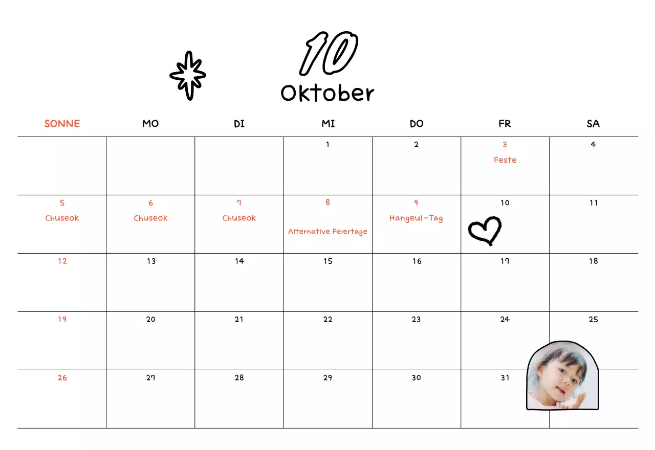 Gelber Neujahrskalender