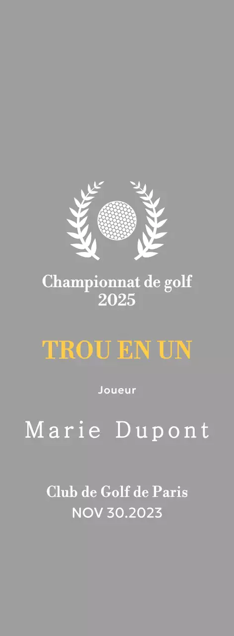 Un trophée classique de tournoi de golf représentant une couronne de laurier entourant une balle de golf.