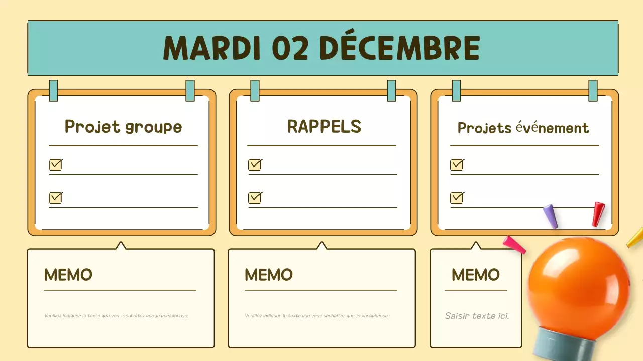 agenda de classe pop orange et vert