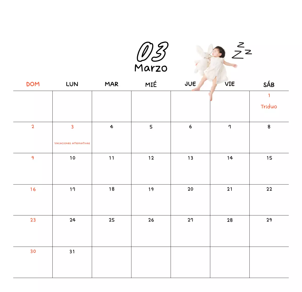 Calendario de Año Nuevo acogedor y blanco