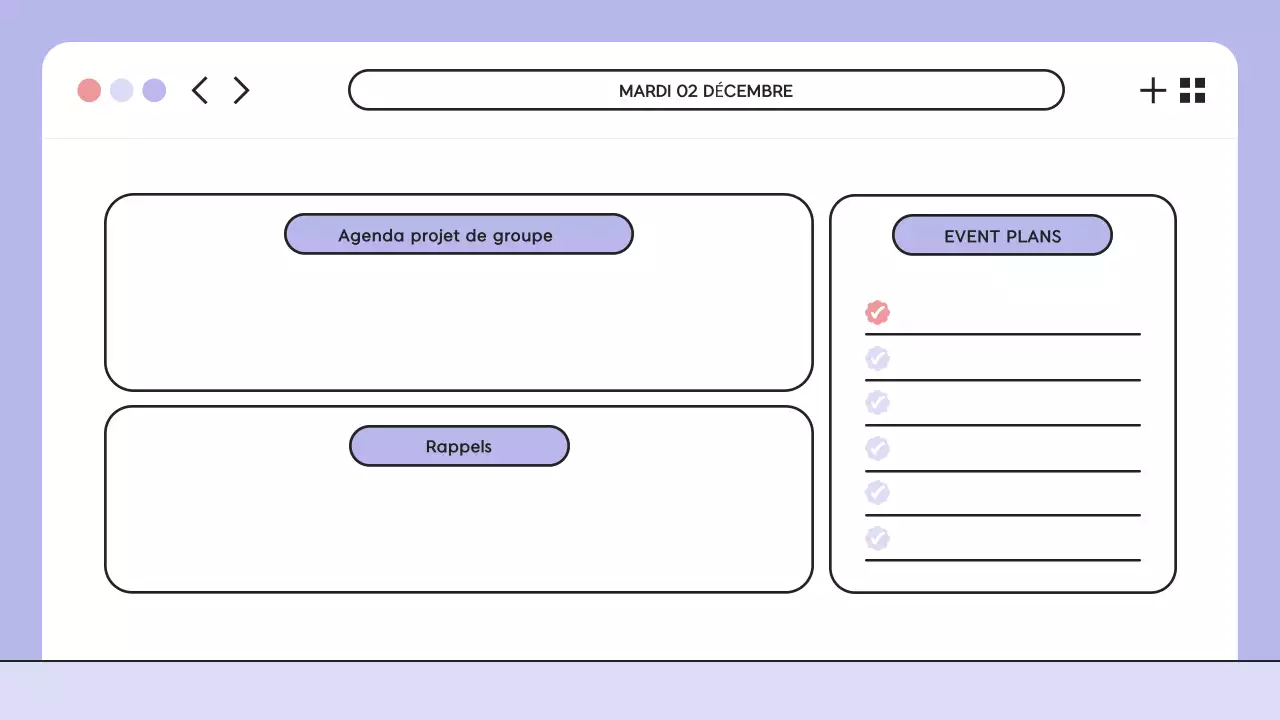 Présentation de l'agenda de la classe de l'illustration violette