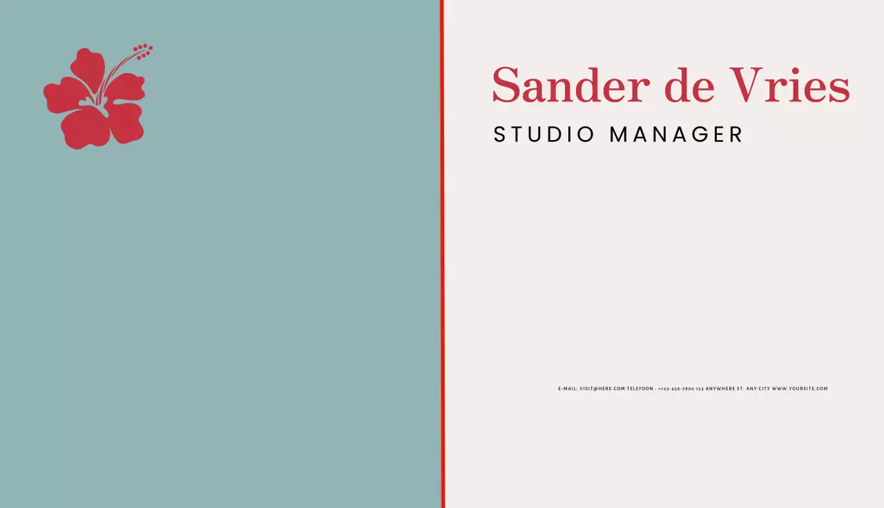 rood minimalistisch visitekaartje