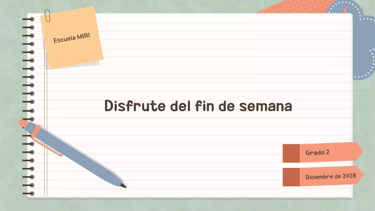 Cuaderno Pastel Sencillo Agenda de clase para el colegio