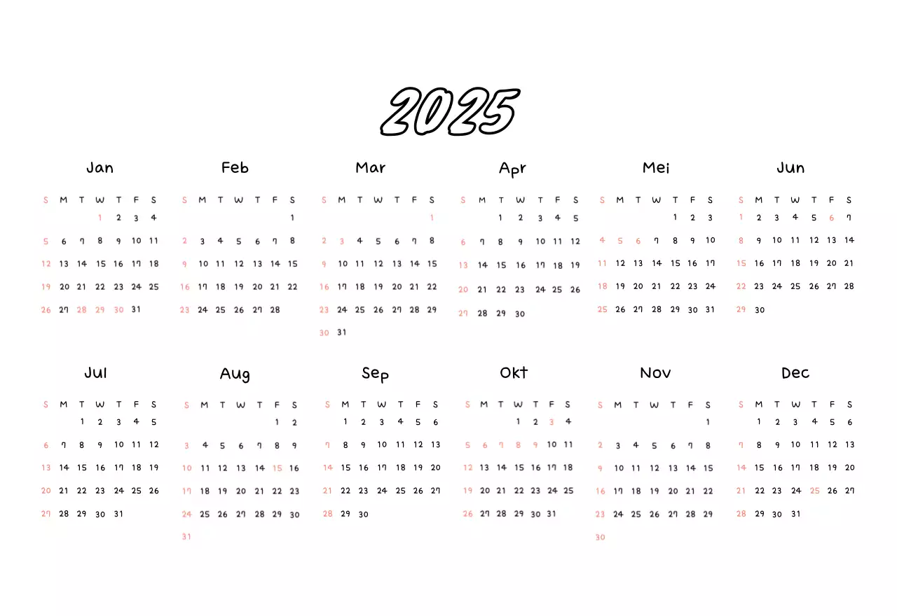 Gele nieuwjaarskalender