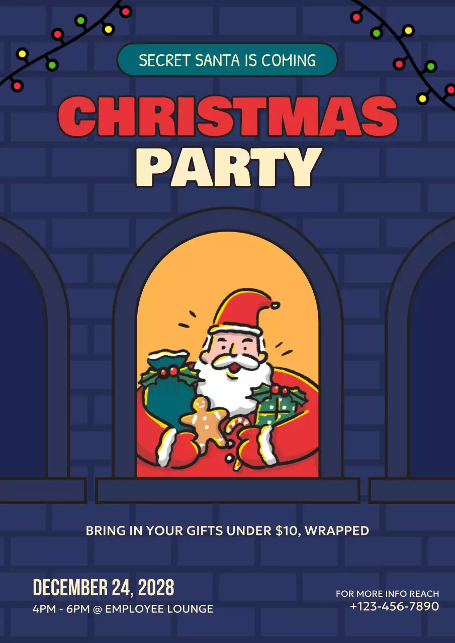 Red Retro Christmas Party Invitation Poster