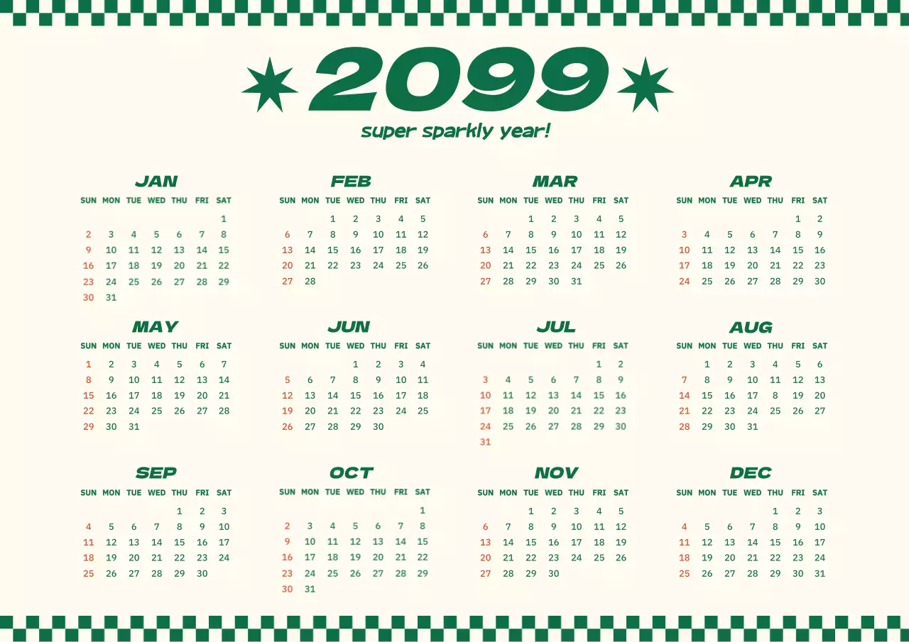 緑 シンプル カレンダー 予定表 ポスター