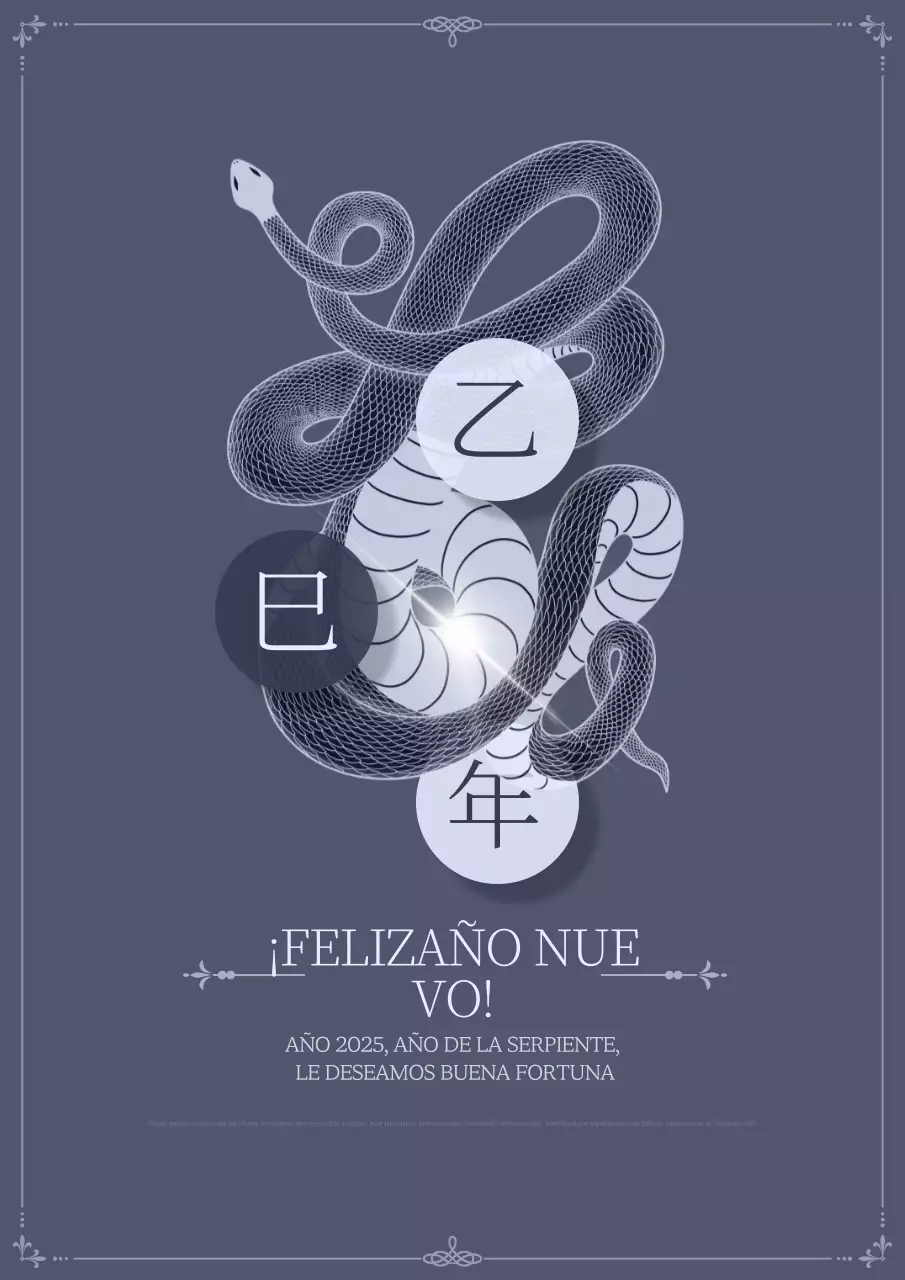 Felicitaciones tradicionales grises de Año Nuevo