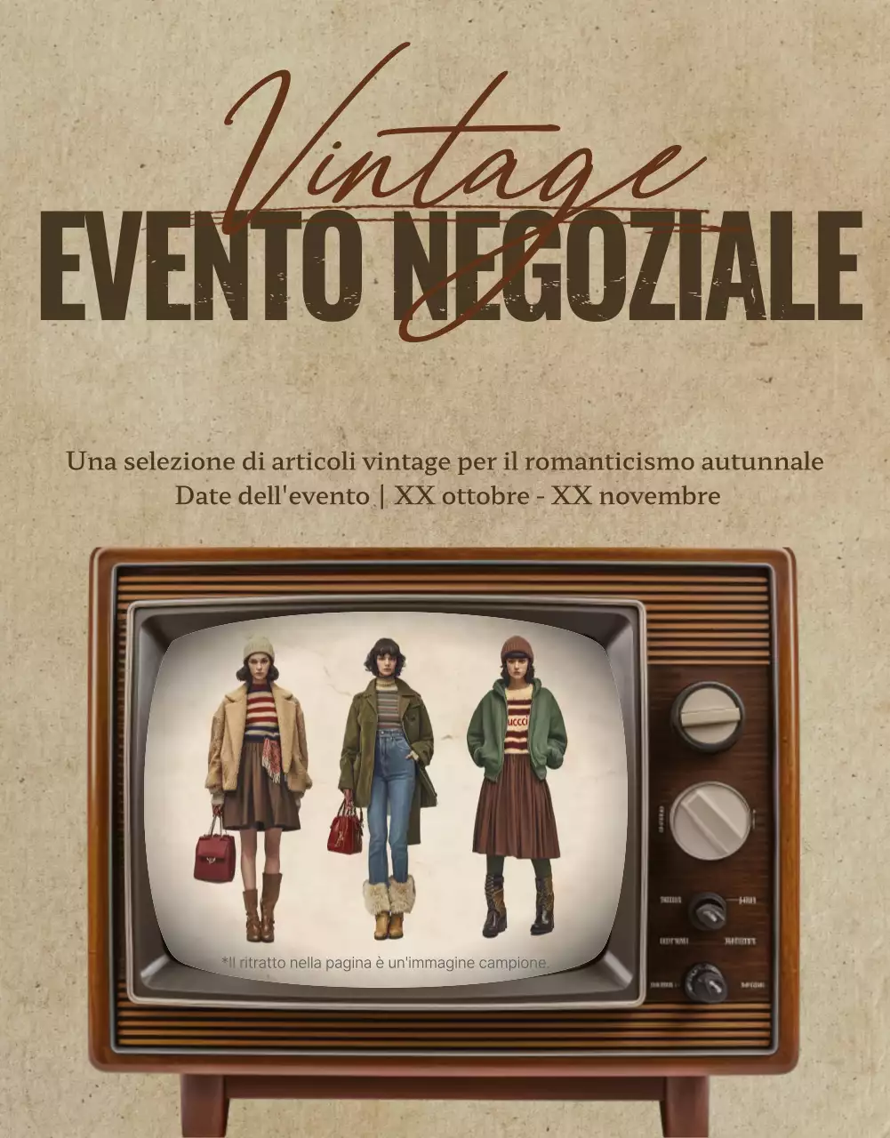 Promuovere la vendita di articoli di moda marrone e vintage