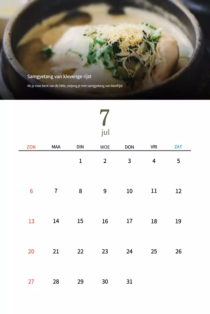 Traditioneel Koreaans restaurant concept kalender in beige