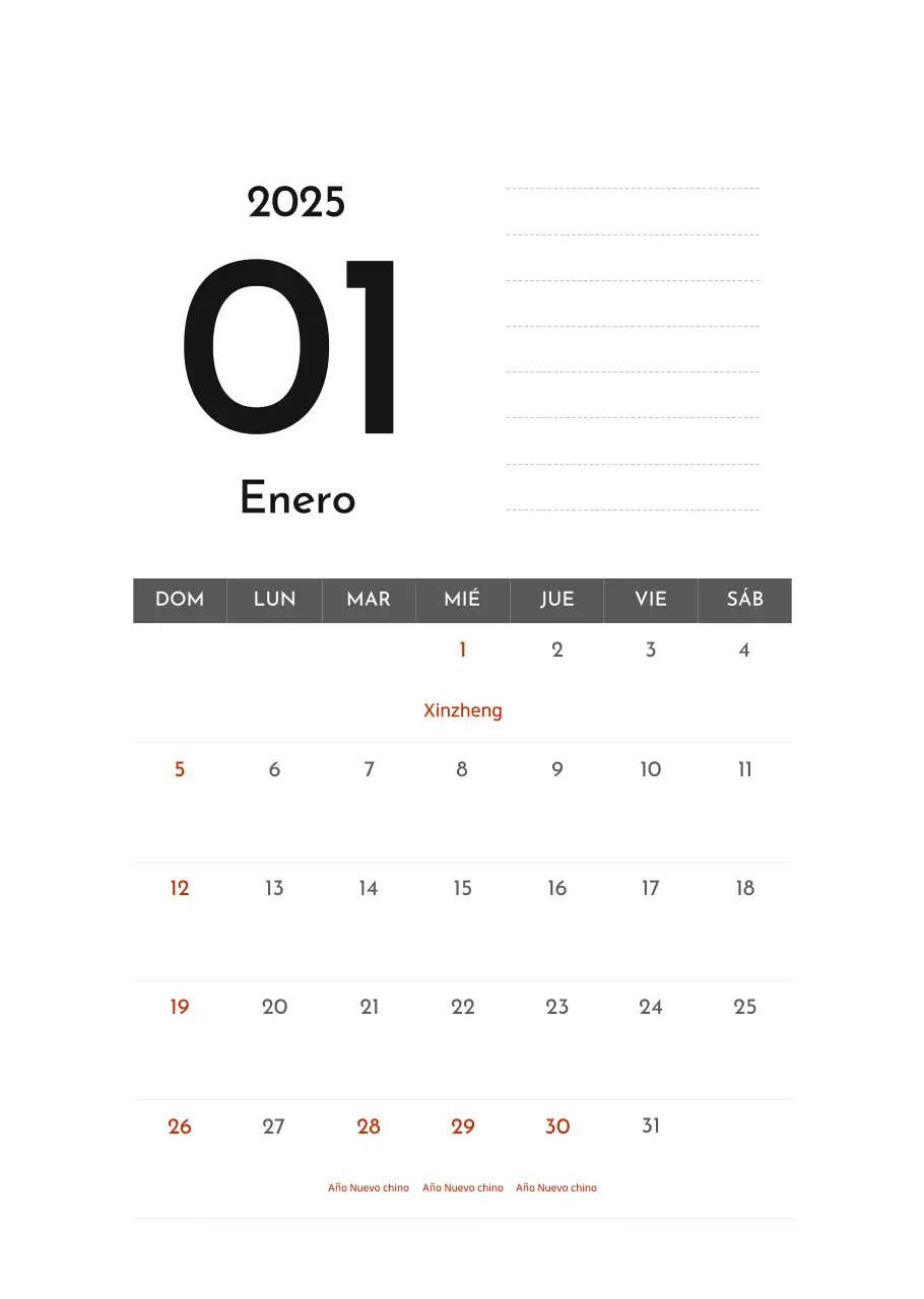 Calendario de empresa Grey Simple