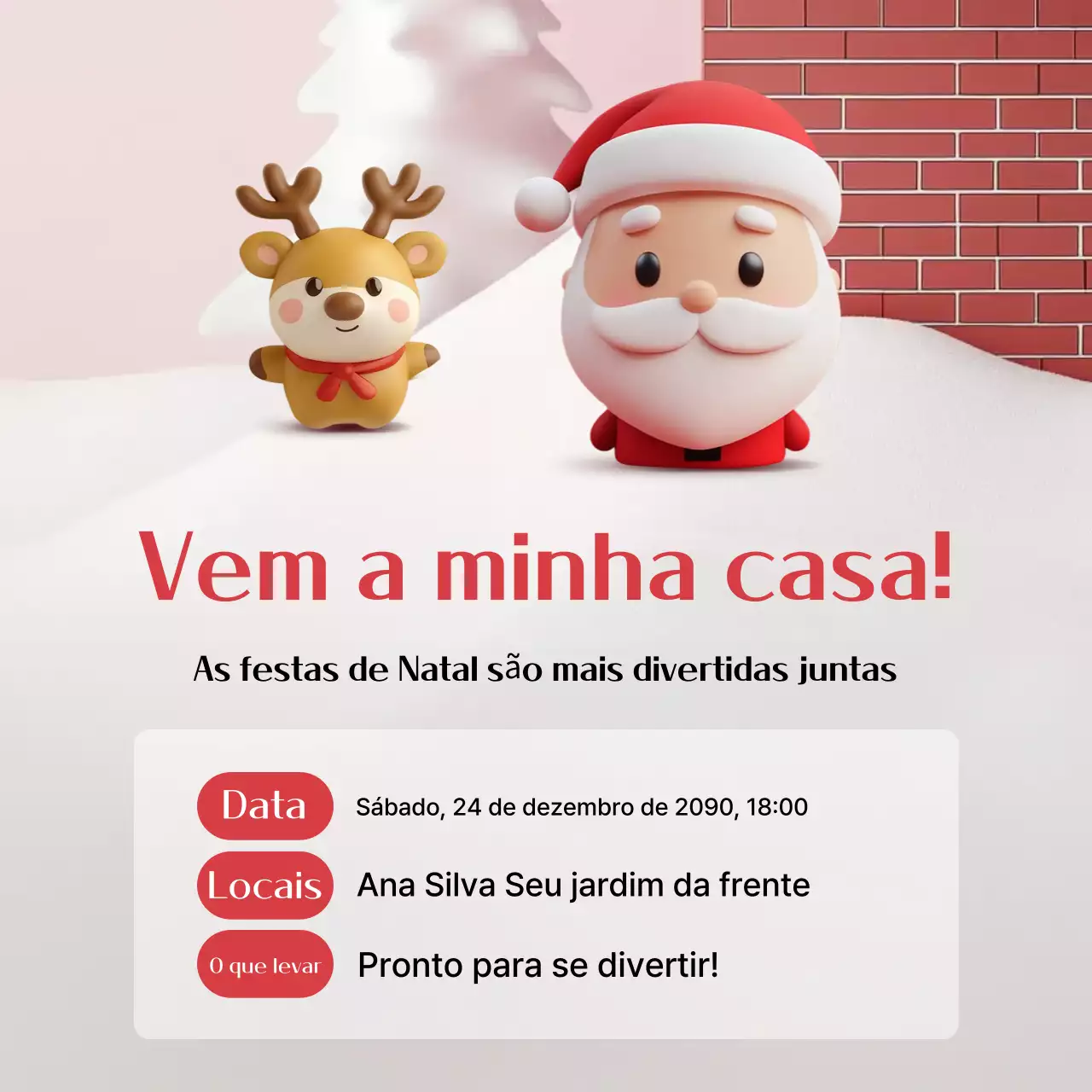Convite de Natal vermelho e giro