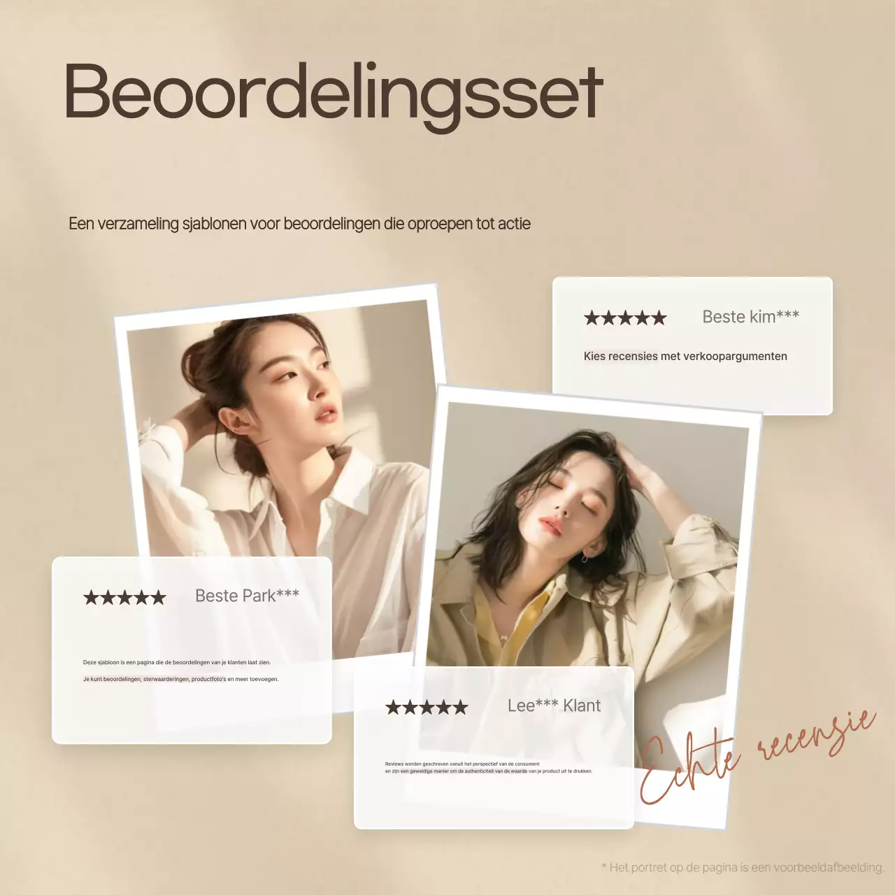 Minimalistische merkbeoordelingssjabloon advertentie in beige