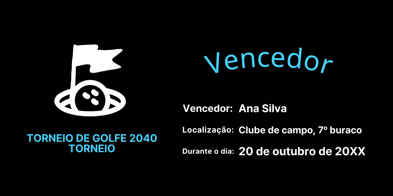 Listagem de torneio de golfe simples em azul claro