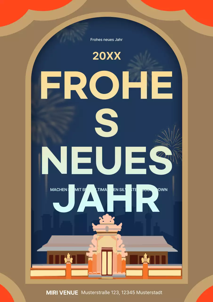 orange traditionelle Neujahrseinladung