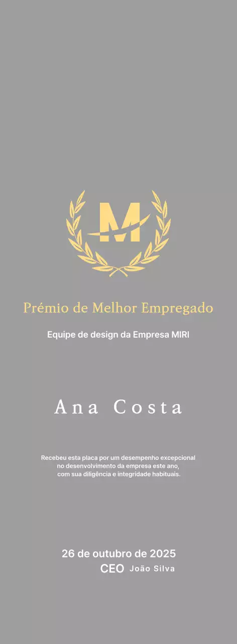 Placa de inscrição com louros
