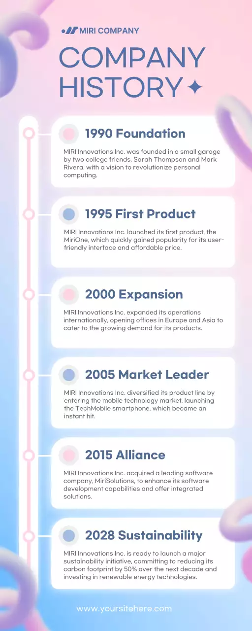 Pink Modern Company History Announcement Infographic
