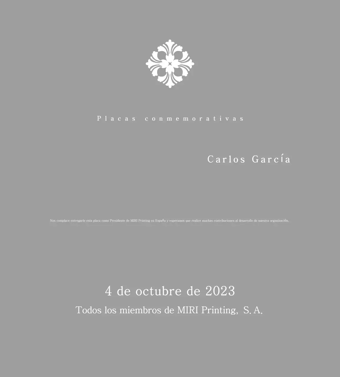 Placa clásica por encargo con motivo