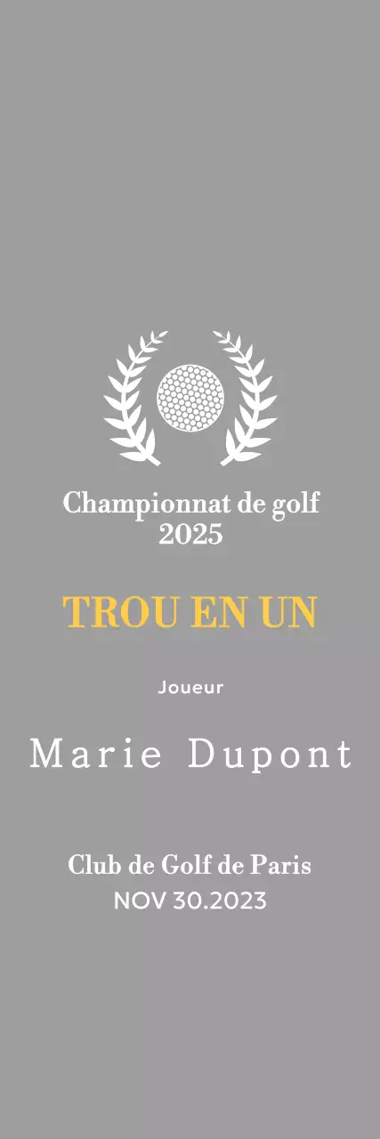 Un trophée classique de tournoi de golf représentant une couronne de laurier entourant une balle de golf.