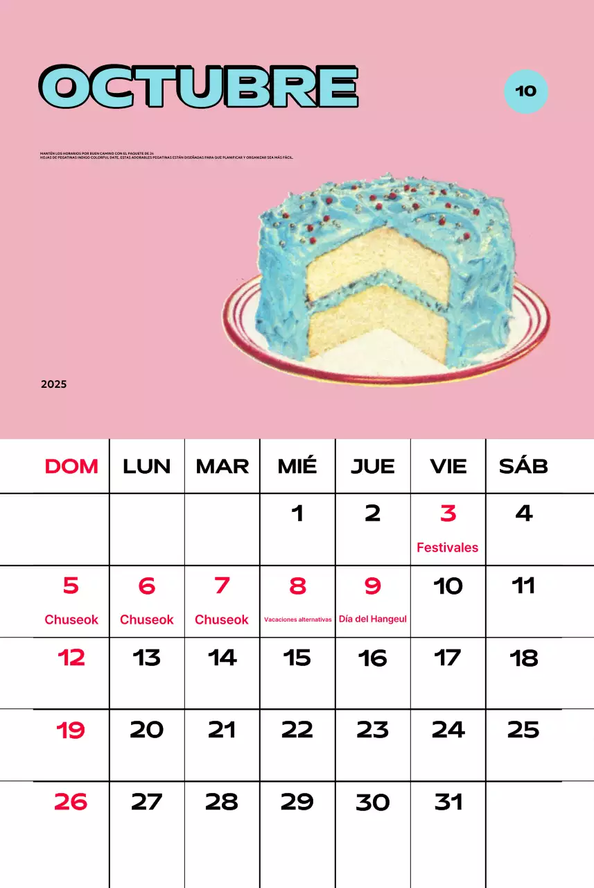 Coloridos calendarios con diversas ilustraciones retro