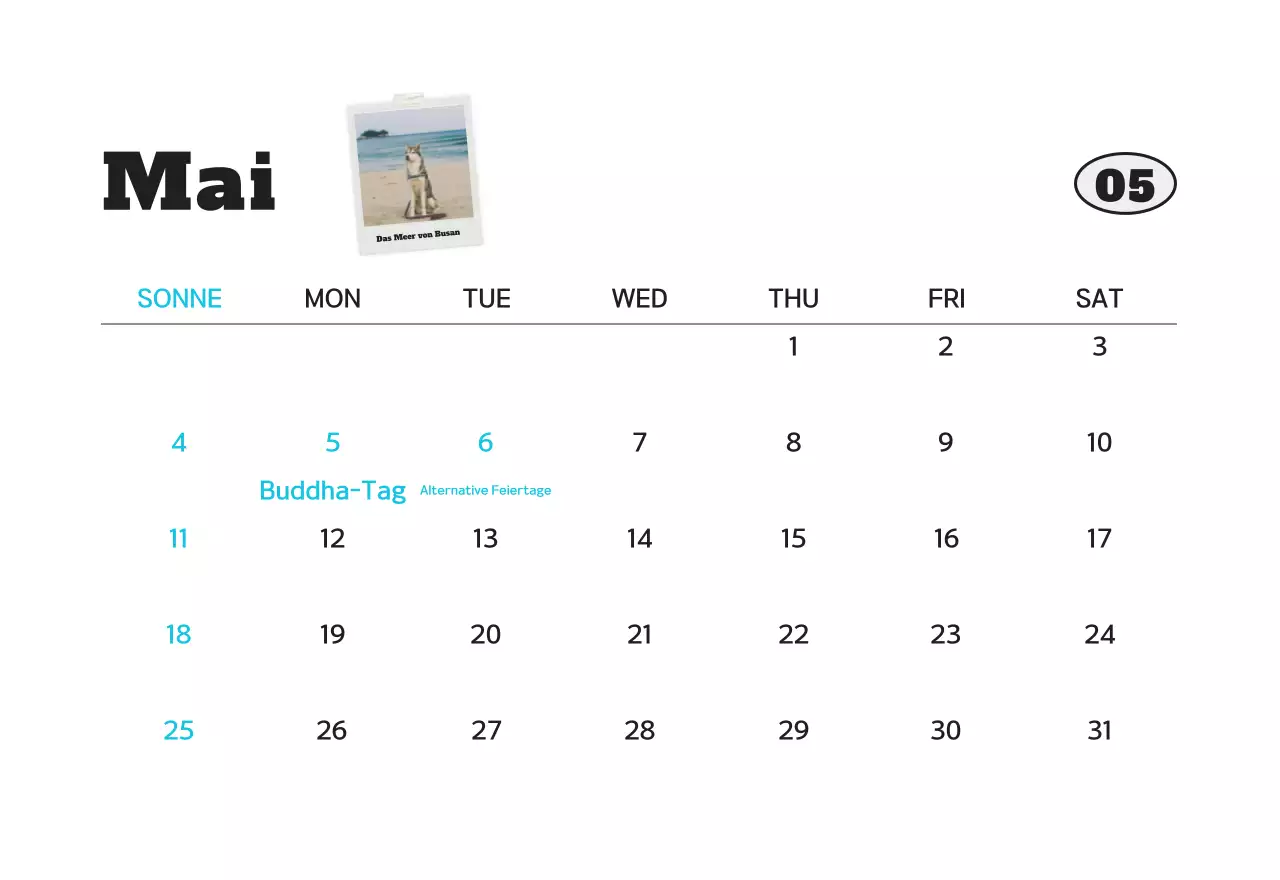 Weißer sauberer Haustier-Fotokalender