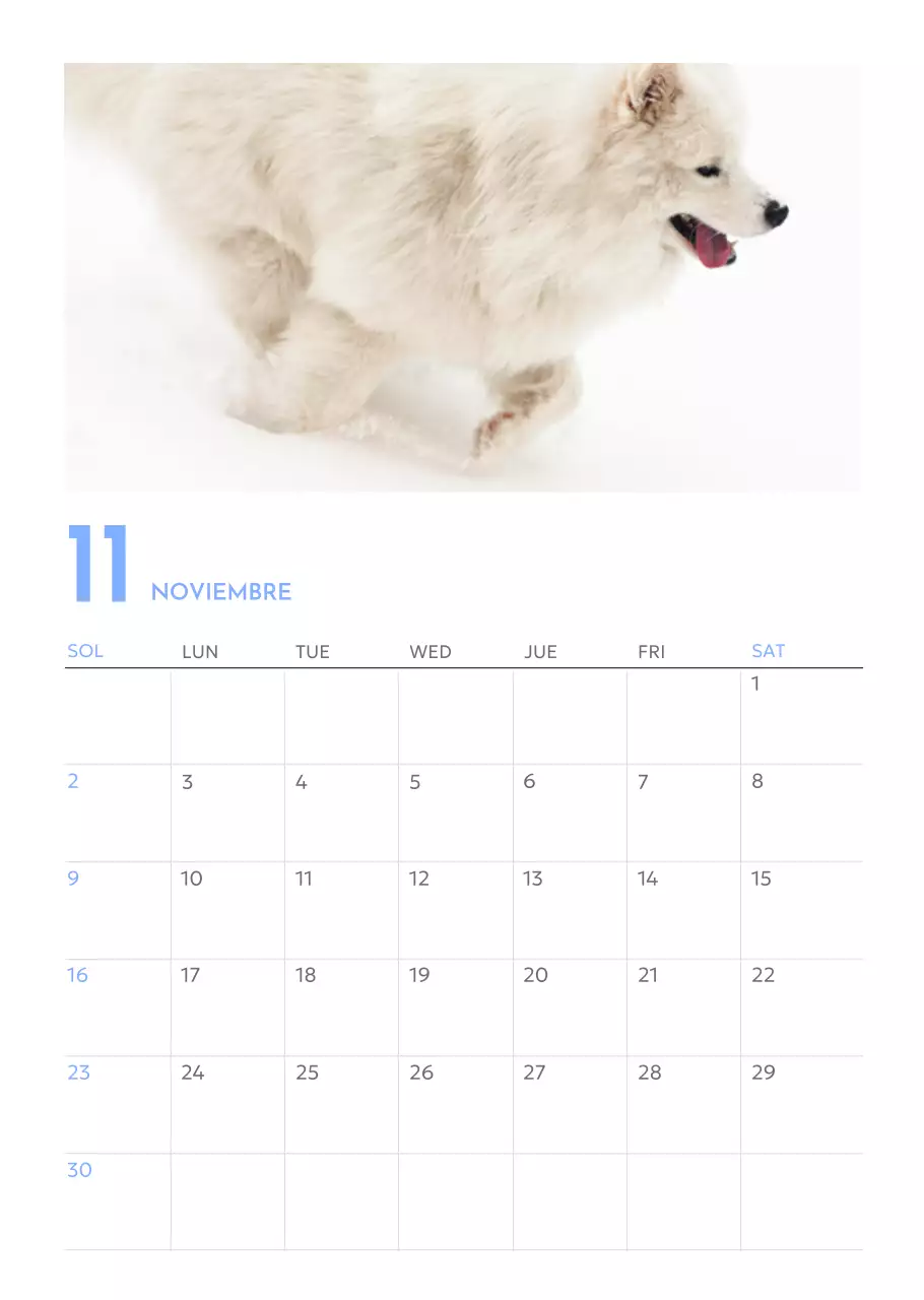 Calendario fotográfico de seguimiento de objetivos con un toque de azul