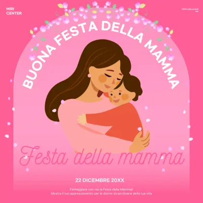 invito floreale rosa per la festa della mamma