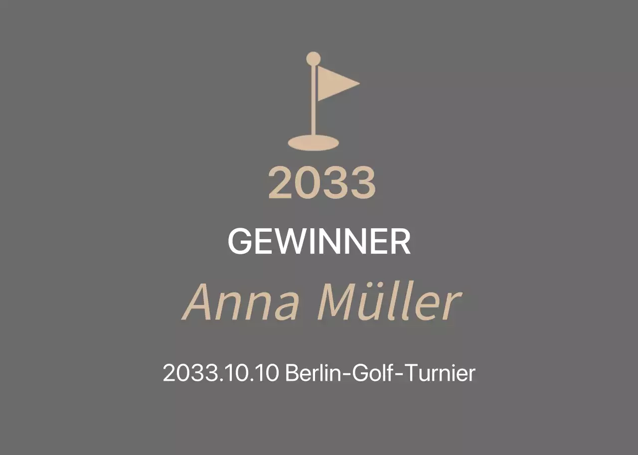 Schicke Golf-Turnier-Plakette