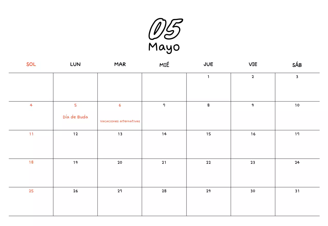 Calendario amarillo de Año Nuevo