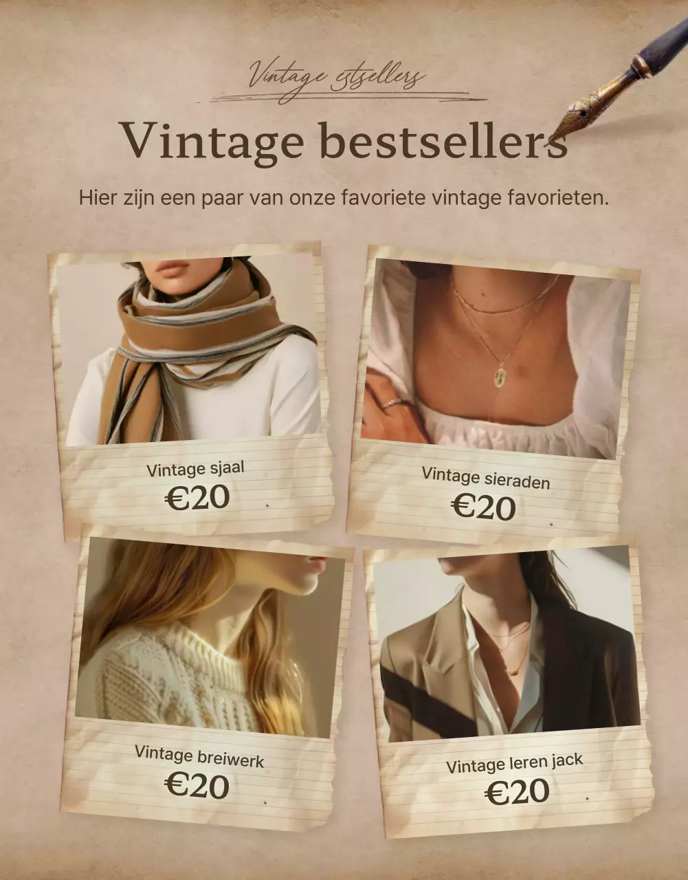 De verkoop van bruine, vintage mode promoten