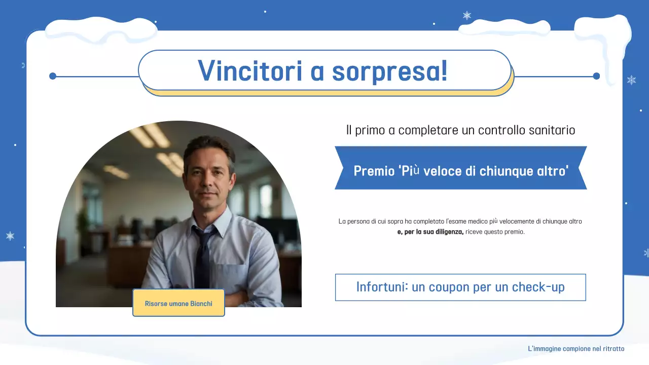 Un annuncio di fine anno in blu e rosa