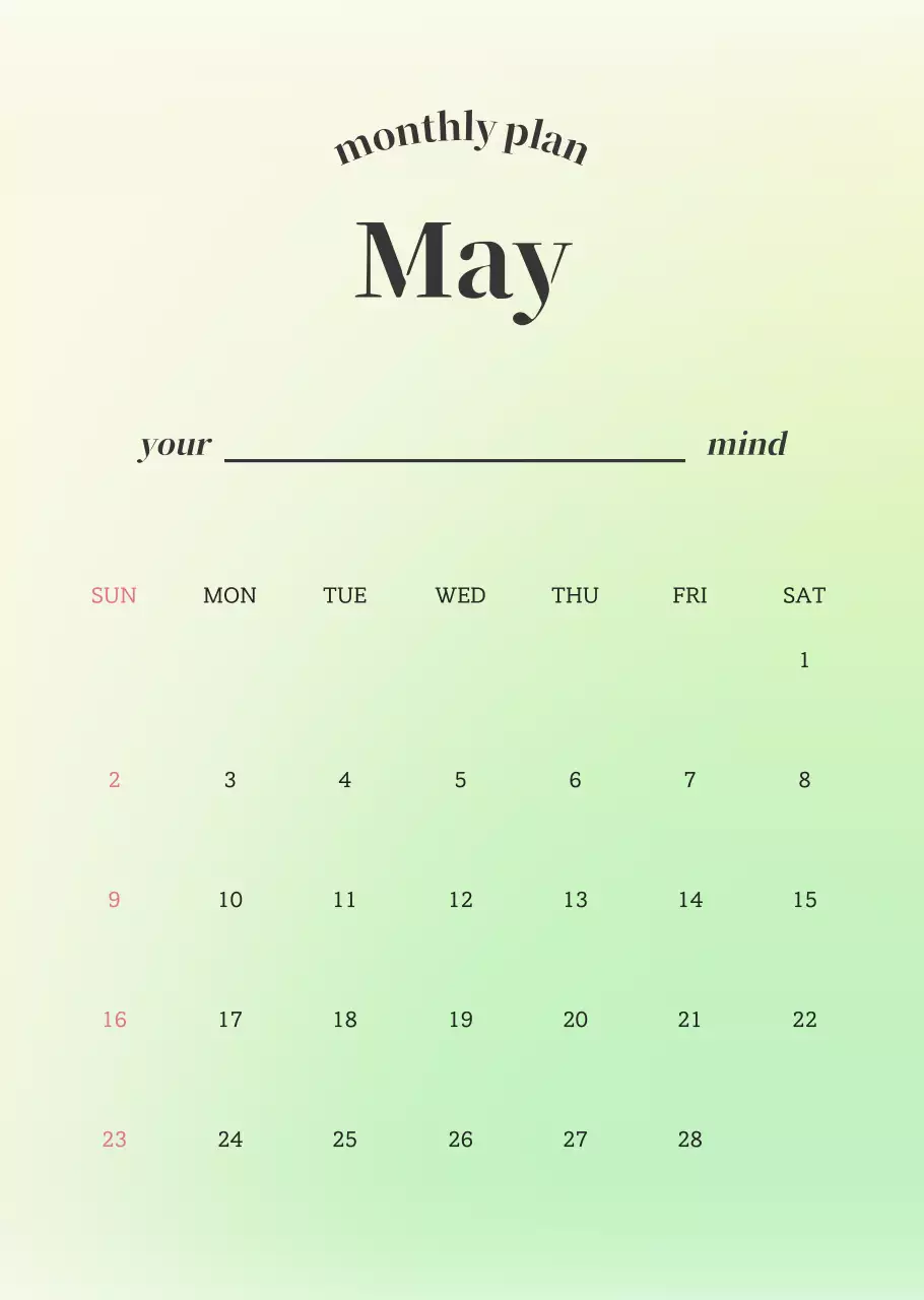 그라데이션 미니멀 캘린더 디자인