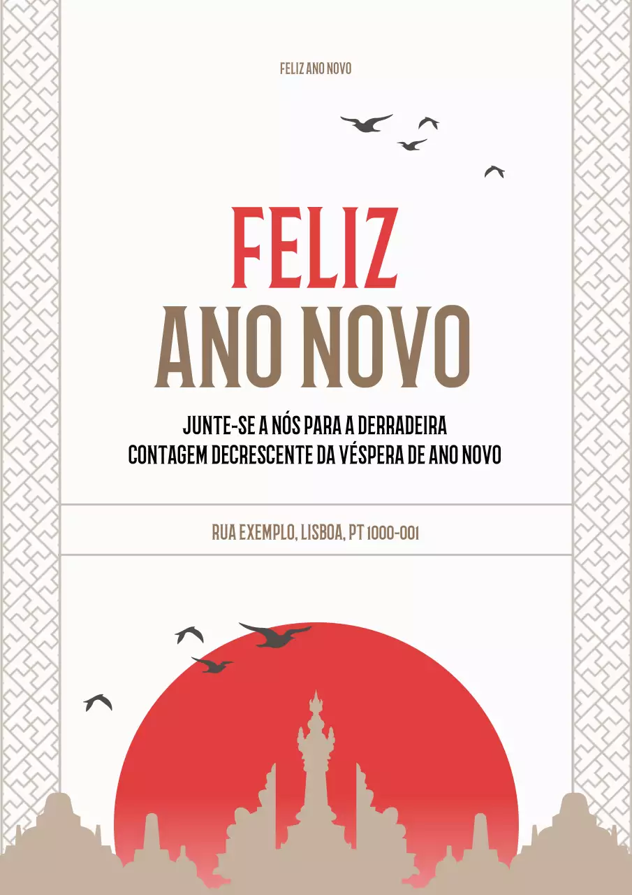 cartão de ano novo vermelho cultural da indonésia
