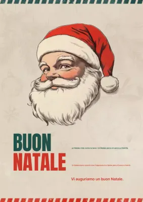 Cartolina natalizia rossa d'epoca