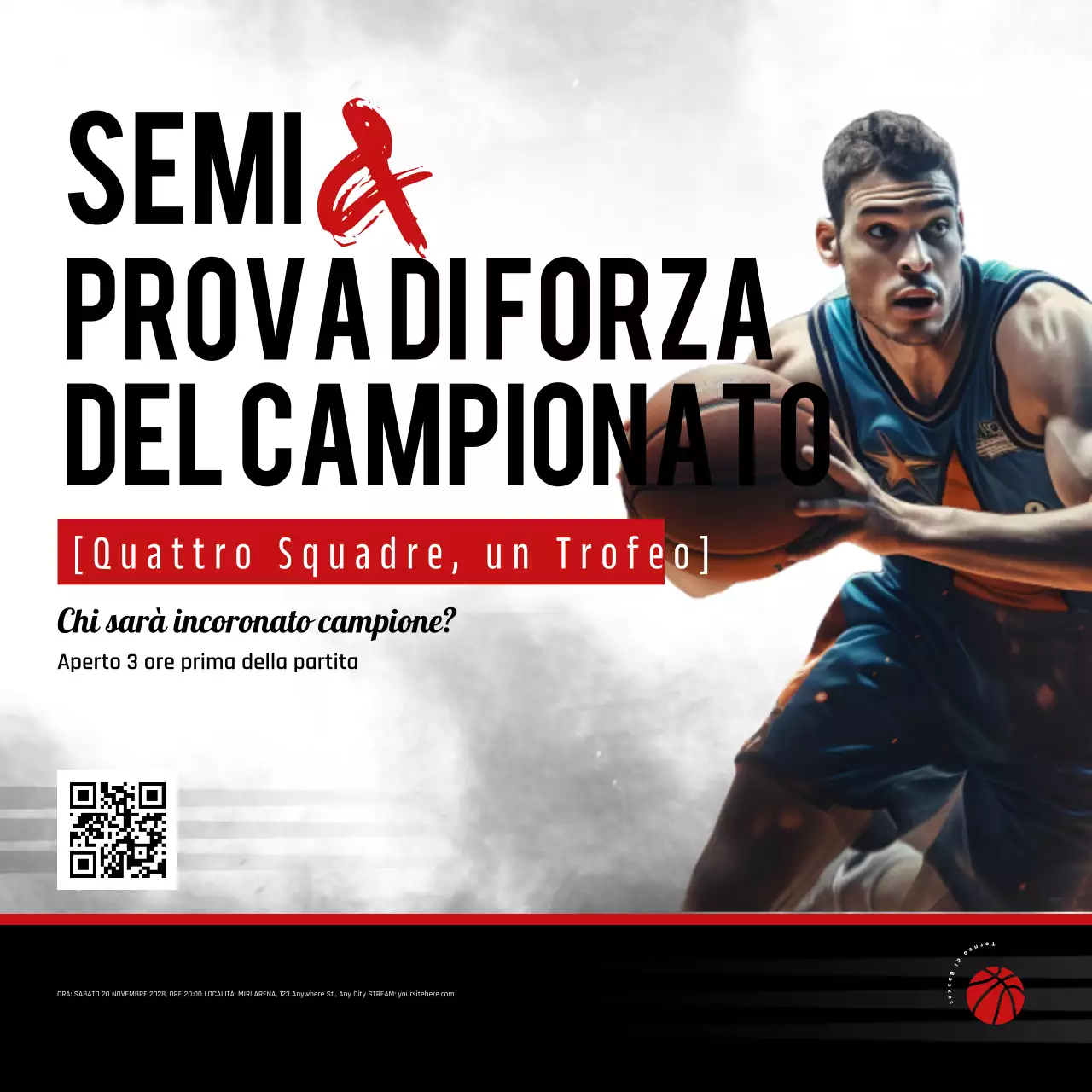 annuncio di basket in grassetto rosso