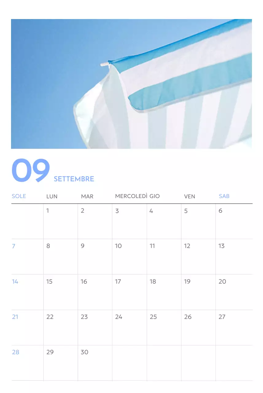 Calendario con foto tracciatore di obiettivi con un tocco di blu
