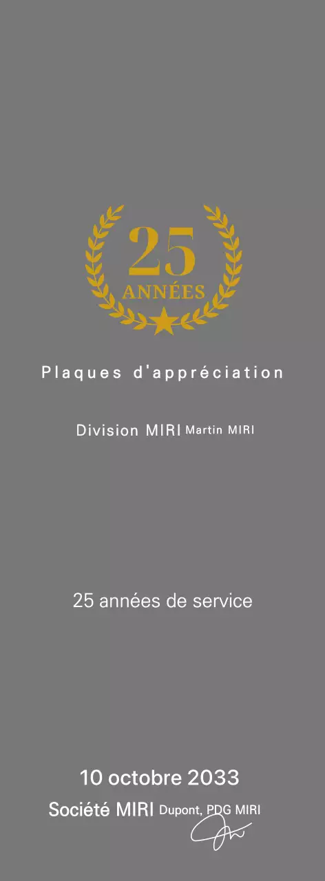 Plaque de remerciement classique