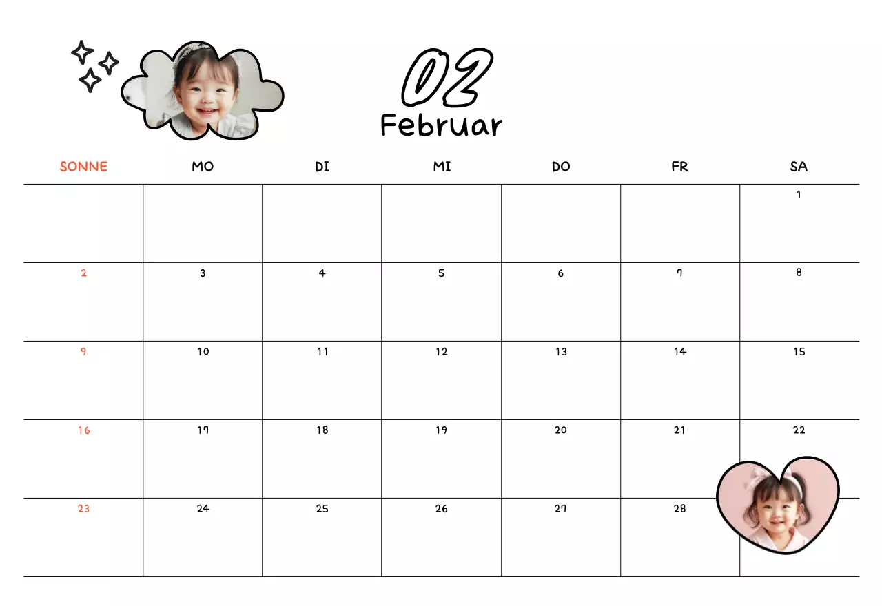 Gelber Neujahrskalender