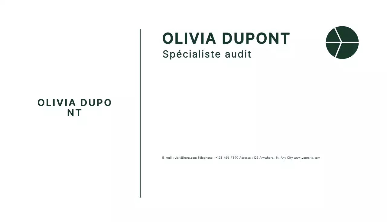 carte de visite minimaliste verte
