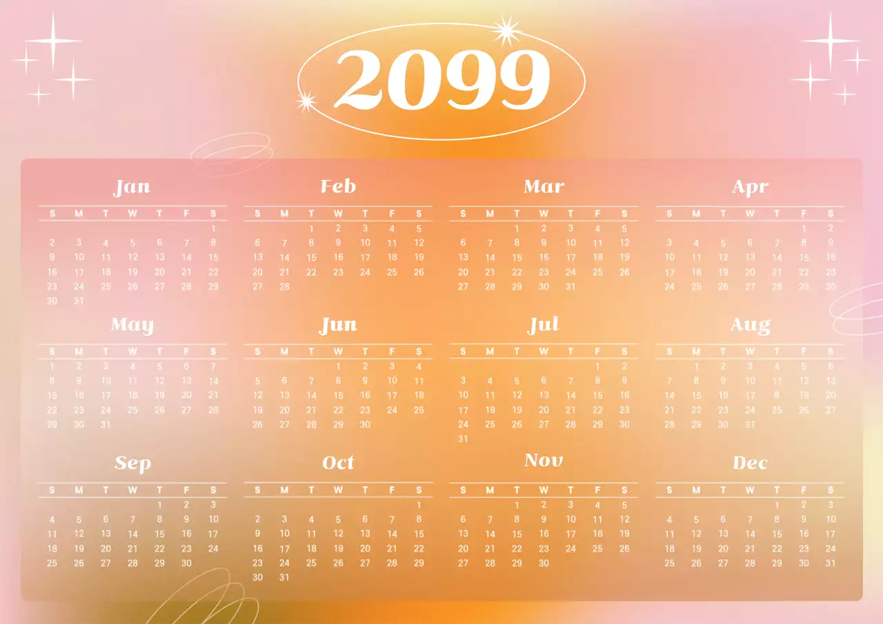 Cartaz de calendário moderno laranja