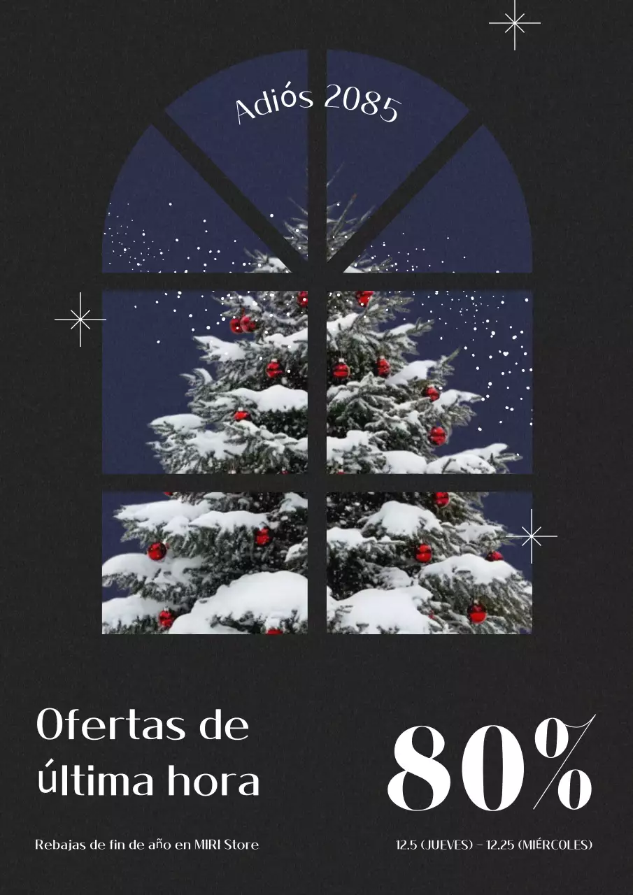 Promocione una sencilla venta navideña en blanco y negro