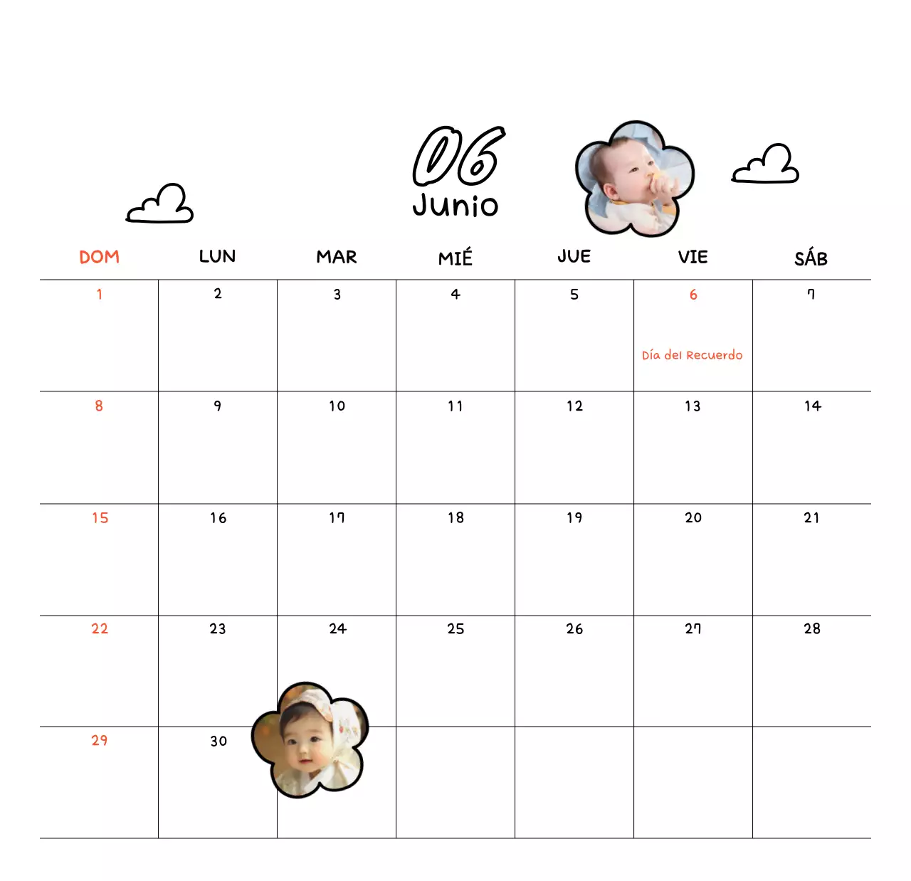 Calendario de Año Nuevo acogedor y blanco