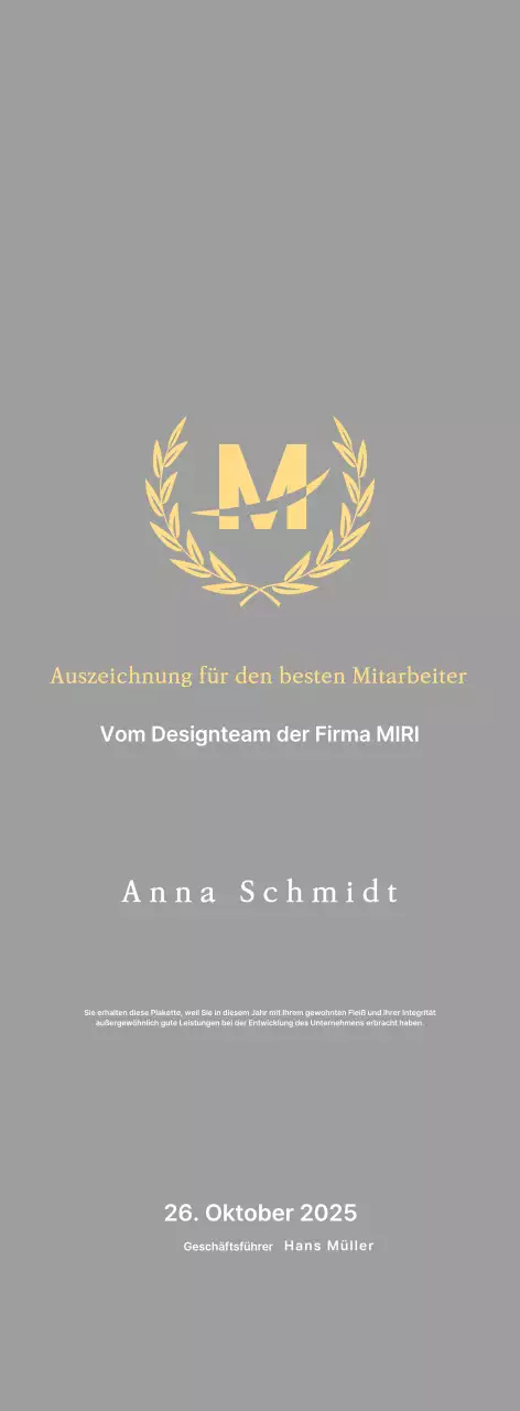 Gepflegte Listungstafel mit Lorbeeren