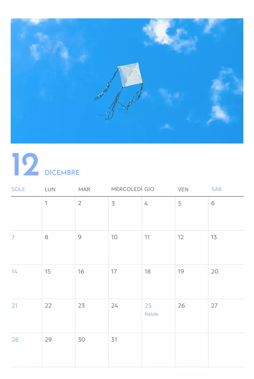 Calendario con foto tracciatore di obiettivi con un tocco di blu
