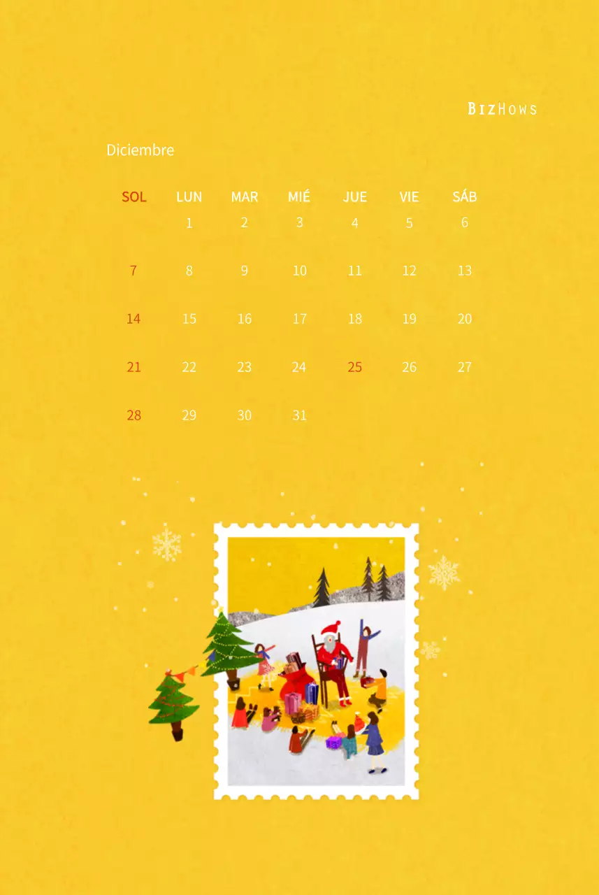 Calendario de Año Nuevo con cálidas ilustraciones