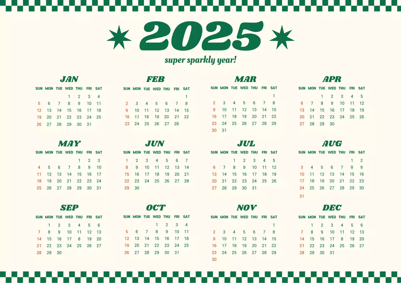 아이보리 레트로 스타일 1년 달력